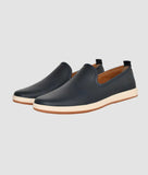 Big Boon Men's Perforated Lightweight Slip-On Loafers in dark color with white sole; breathable and stylish casual footwear.