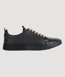 Big Boon Men's Perforations Lightweight Sneakers, black synthetic leather, breathable design.