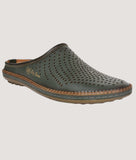 Men's clogs style mule shoe in green, comfortable and stylish slip-on design.