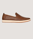 Men's brown perforated lightweight slip-on loafers.