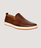 Men's perforated lightweight slip-on loafers in brown.