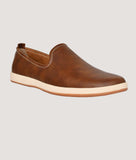 Men's perforated lightweight slip-on loafers by Big Boon, brown, breathable design.