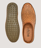 Big Boon Men's Clogs Style Mule Shoe in light brown with perforated design and textured sole, ideal for casual wear.