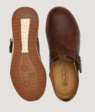 Men's ethnic clogs with traditional design, synthetic material, TPR sole, and slip-on closure.