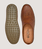 Men's brown clogs style mule shoes with slip-on design and textured sole.