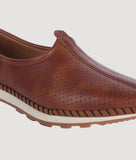 Men's Ethnic Nagra Shoes with perforated design, rubber sole, and synthetic leather finish.