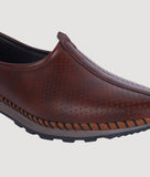 Sport Style Shoes - Big Boon Men's Ethnic Nagra Shoes in brown synthetic leather with rubber sole.