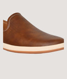 Men's perforated slip-on loafers, lightweight brown design.