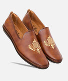 Bigboonstore Embroider/ Zardozi Style Dtan / 6 Ethnic Shoes - Big Boon Men's Ethnic Mojari Embroider Style