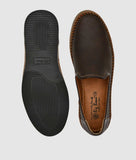 Top and sole view of Big Boon men's stylish brown ethnic loafer shoes with synthetic leather and flat heel