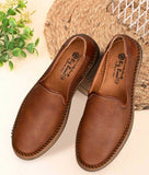 Men's brown ethnic loafer shoes with synthetic leather and flat TPR sole, slip-on style