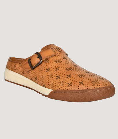 Bigboonstore Open Back Style Tan / 6 Big Boon Men's Printed Ethnic Mules