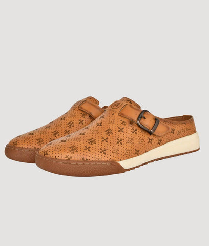 Bigboonstore Open Back Style Tan / 6 Big Boon Men's Printed Ethnic Mules