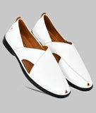 Bigboonstore Peshawari Suede Style White / 6 Big Boon Men's Ethnic Mojari Peshawari Suede Style